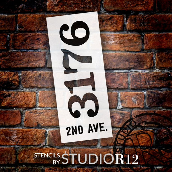 Personalized Vertical Farmhouse Address Stencil by StudioR12 | DIY Outdoor Home Decor | Custom House Number Wood Sign | Select Size | PRST5307