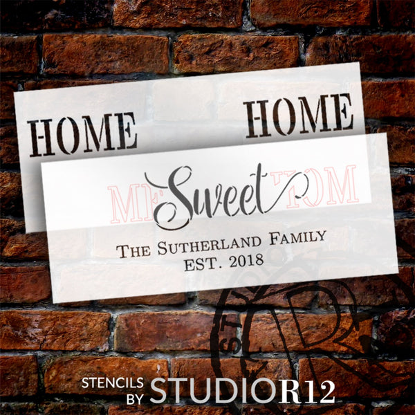 Home Sweet Home Personalized Stencil by StudioR12 - Select Size - USA Made - Craft DIY Farmhouse Home Decor | Paint Custom Wood Sign for Wedding, Anniversary | Reusable Template | PRST5415