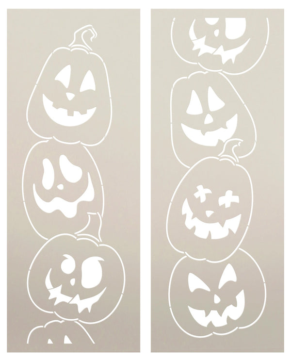 2 Part Jack O Lantern Porch Sign Stencil by StudioR12 - 4 ft - USA Made - Craft DIY Fall & Autumn Home Decor | Paint Tall Wood Sign | Reusable Mylar Template | STCL6938