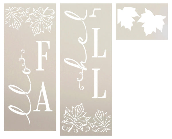Hello Fall 4ft Tall Porch Sign Stencil with Leaves by StudioR12 - USA Made - DIY Outdoor Seasonal Front Porch Decor & Vertical Leaner - STCL7080