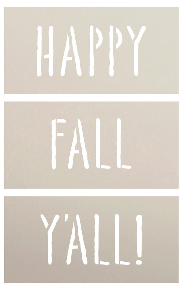 Happy Fall Y'all Stencils for Stacked Wood Blocks by StudioR12 - Select Size - USA Made - Seasonal DIY Autumn Mini Book Stack for Tiered Tray - STCL7097