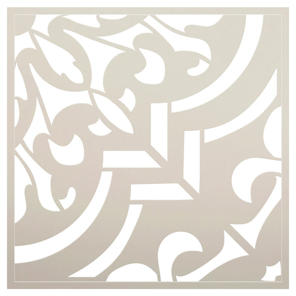 Ornate Floral Quatrefoil Tile Stencil by StudioR12 | DIY Kitchen Backsplash | Quarter Pattern for Bathroom Floor & Wall | Select Size | STCL5182