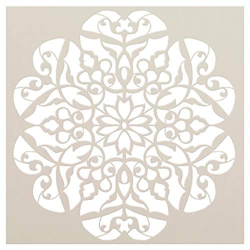 Mandala - Flower Swirls - Complete Stencil by StudioR12 | Reusable Mylar Template | Use to Paint Wood Signs - Pallets - Pillows - Wall Art - Floor Tile - Select Size (15