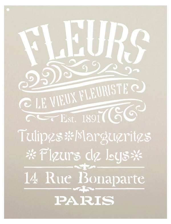 The Old French Florist Word and Art Stencil - 8 1/2