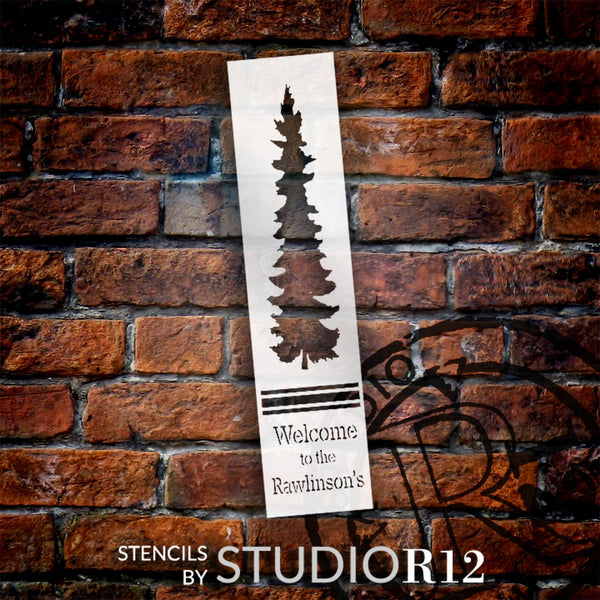 Personalized Winter Tree Welcome Stencil by StudioR12 | DIY Christmas Home Decor | Paint Rustic Wood Leaner Signs | Select Size | PRST5931