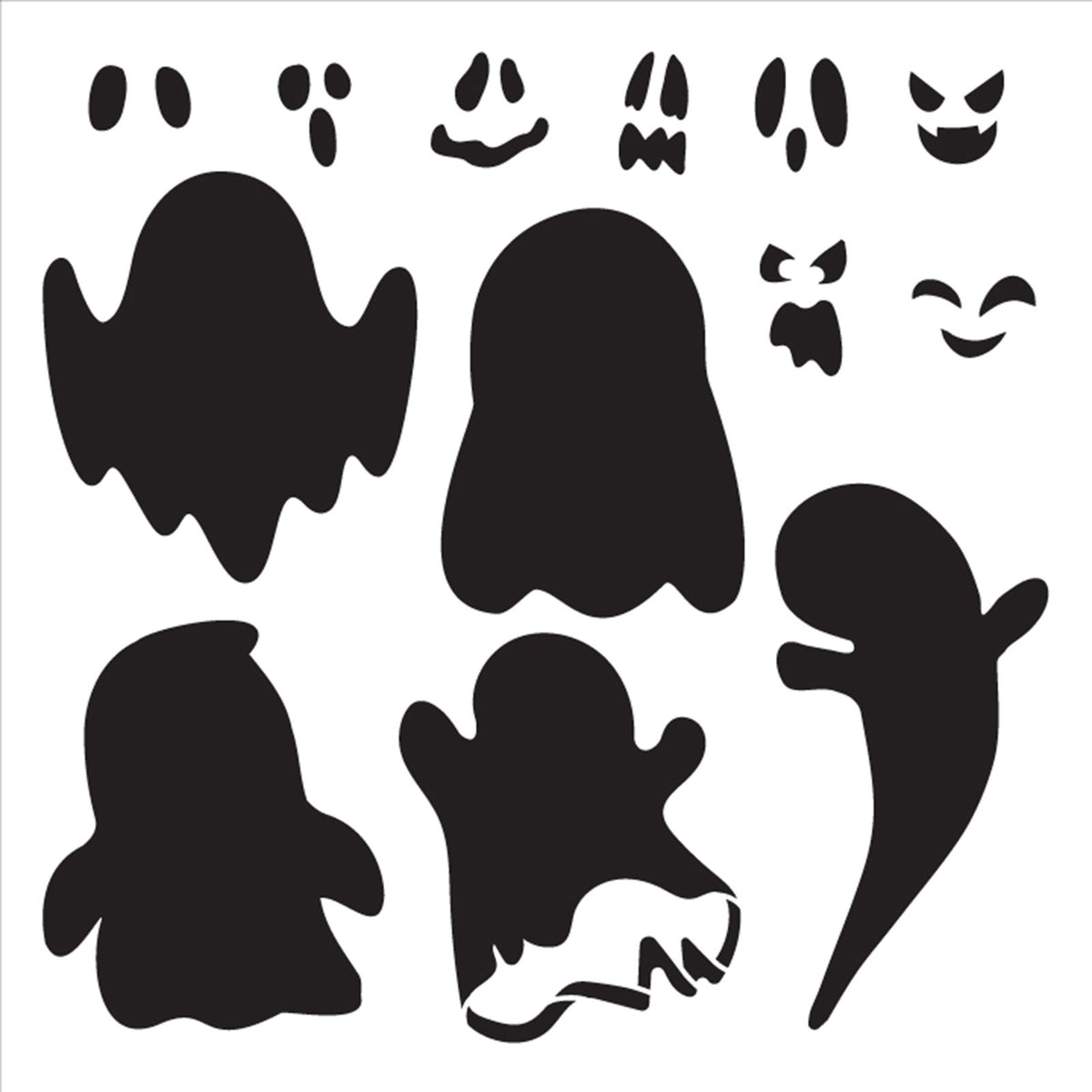 Ghosts & Faces Stencil by StudioR12 - Craft DIY Ghost Halloween Decor