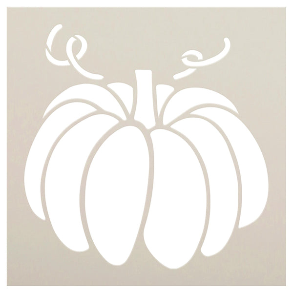 Pumpkin with Curling Vines Stencil by StudioR12 | Craft DIY Fall Home Decor | Paint Autumn Wood Sign Reusable Mylar Template | Select Size | STCL5866