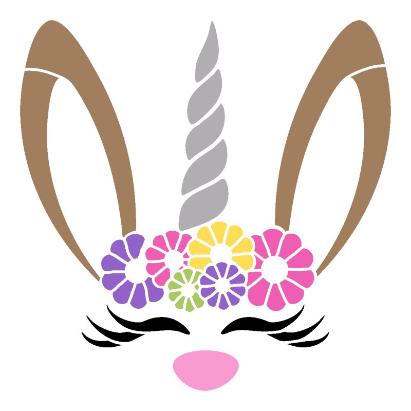 Bunny Spring Easter Stencil with Flower Crown by StudioR12