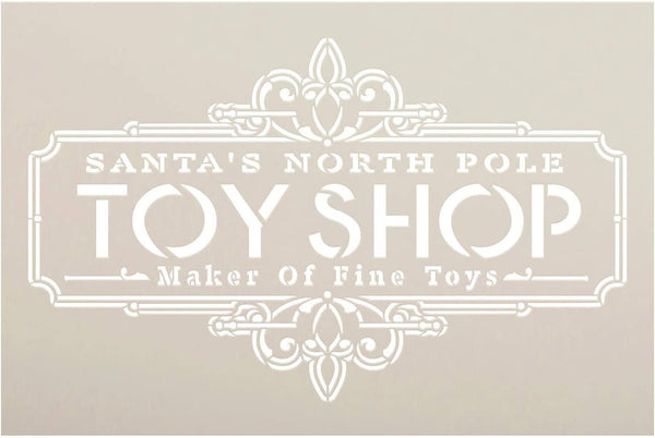 Santa North Pole Toy Shop Stencil by StudioR12 | DIY Christmas Vintage Home Decor Gift | Craft & Paint Wood Sign Reusable Mylar Template | Select Size | STCL5207