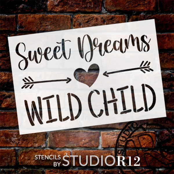 Sweet Dreams Wild Child Word Art Stencil by StudioR12 | with Arrows | Toddler, Kids Room Decor | Paint DIY Nursery, Bedroom Wall Art | Select Size | STCL6344