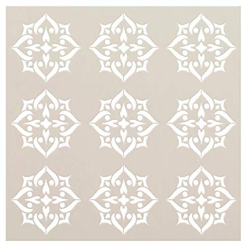 Mandala - Spades - 9 Tile Pattern Stencil by StudioR12 | Reusable Mylar Template | Use to Paint Wood Signs - Pallets - Pillows - Wall Art - Floor Tile - Select Size (12