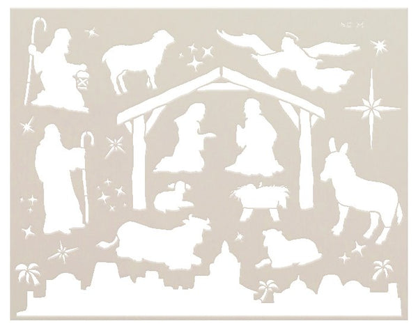 Away in a Manger Stencil by StudioR12 | DIY Nativity Scene & Christmas Home Decor | Craft & Paint Holiday Wood Signs | Select Size | STCL139