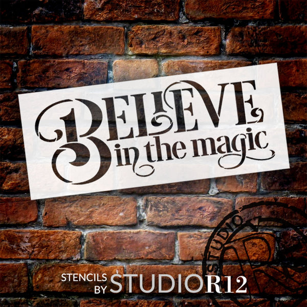Believe in The Magic Stencil by StudioR12 | Craft DIY Christmas Holiday Home Decor | Paint Winter Wood Sign | Reusable Mylar Template | Select Size | STCL5893
