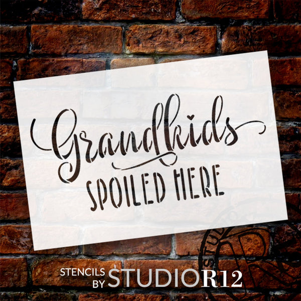 Grandkids Spoiled Here Doormat Stencil by StudioR12 | Craft DIY Doormat | Paint Fun Outdoor Home Decor | Select Size | STCL6150
