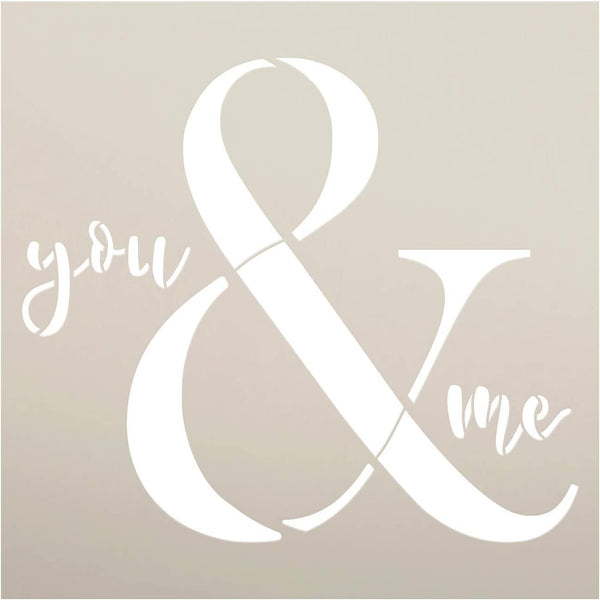 You & Me Stencil by StudioR12 | DIY Ampersand Farmhouse Home Decor | Craft & Paint Wood Sign | Reusable Mylar Template | Cursive Script Wedding Anniversary Gift | Select Size | STCL3746