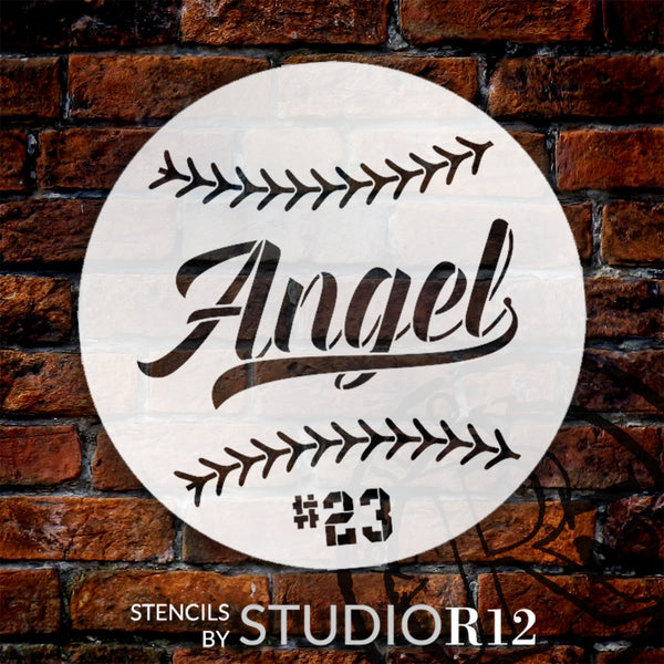Personalized Baseball Round Stencil by StudioR12 - Select Size - USA Made - Craft DIY Custom Sports Home Decor | Paint Wood Sign for Athletes | Reusable Mylar Template | PRST6719