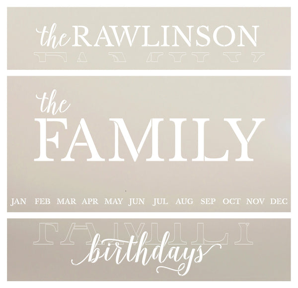 Personalized Family Birthday Calendar Stencil by StudioR12 | Custom Last Name | DIY Farmhouse Home Decor | Craft & Paint Wood Signs | Size (27 x 13 inch) | PRST5799