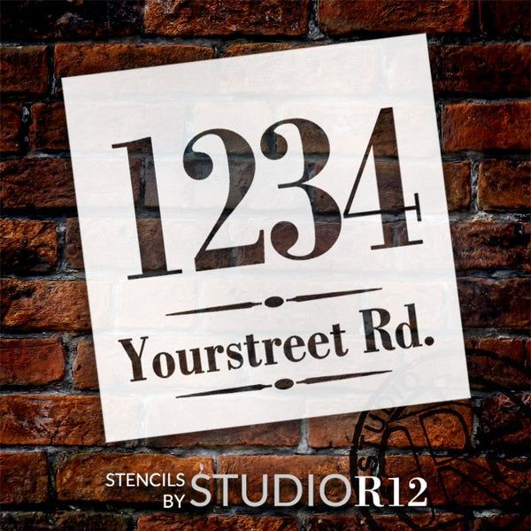 Personalized Classic Address Stencil by StudioR12 | Craft & Paint Custom House Numbers Wood Sign | DIY Outdoor Home Decor | Select Size | PRST5257
