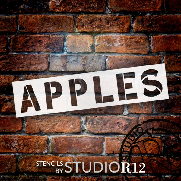 Apples Word Art Stencil by StudioR12 - Select Size - USA Made - Craft DIY Modern Farmhouse Kitchen Fall Decor | Paint Rustic Oversize Pantry Wood Sign | STCL6568