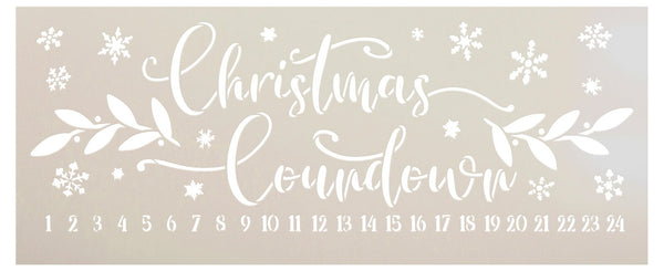 Script Christmas Countdown Stencil by StudioR12 - USA Made - 20.25 x 8.25 inch - Holiday DIY Advent Calendar with Snowflakes & Holly | STCL6981
