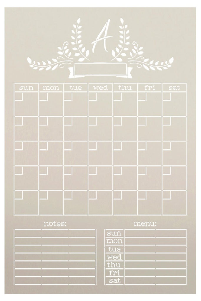 Farmhouse Chalkboard Calendar & Monogram 3-Part Stencil Set by