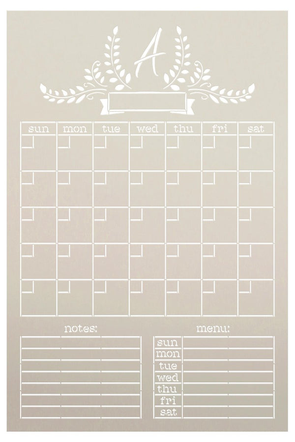 Personalized Family Monogram Chalk Calendar Stencil by StudioR12 | DIY Farmhouse Home & Kitchen Decor | Craft & Paint Wood Signs | STCL5797
