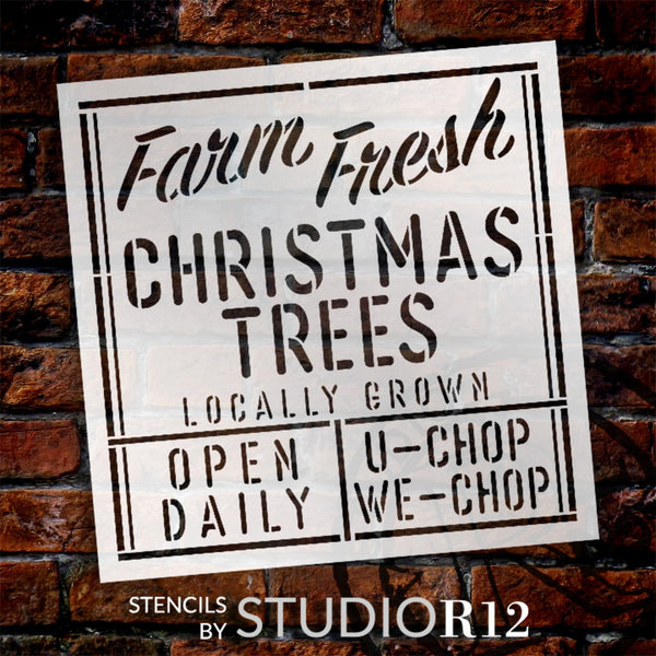 Farm Fresh Christmas Trees Stencil by StudioR12 - Select Size - USA Made - Craft DIY Winter Season Home Decor | Paint Holiday Word Art Sign | Reusable Mylar Template | STCL6522