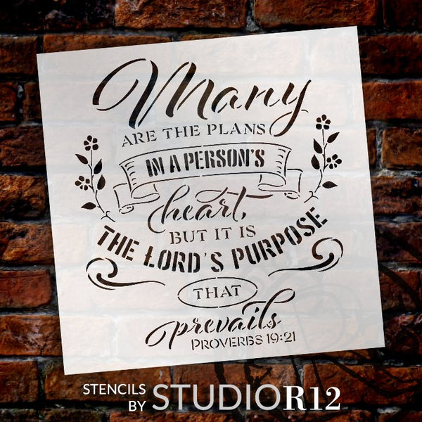 The Lord's Purpose Prevails Stencil by StudioR12 | Proverbs 19:21 Bible Verse | DIY Inspirational Faith Farmhouse Home Decor | Select Size STCL5359
