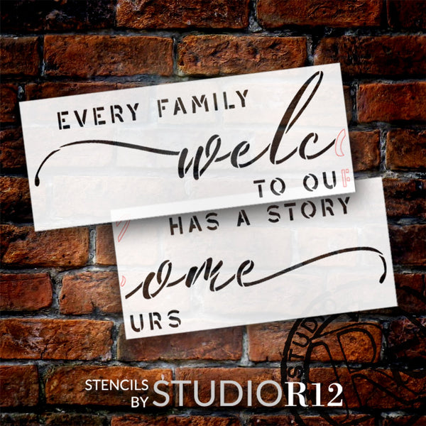 Every Family Has A Story Stencil by StudioR12 | DIY Oversize Home Decor | Craft & Paint Extra Large Welcome Wood Sign | Select Size | STCL6182