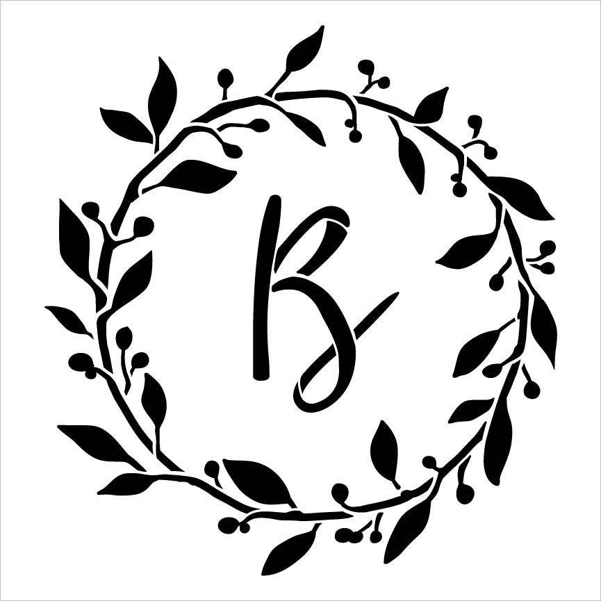 Cursive Monogram Stencil with Leaf & Berries by StudioR12 | STCL5332 ...