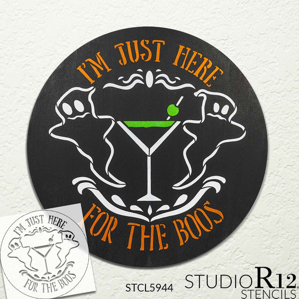 Here for The Boos Stencil by StudioR12 | Craft DIY Autumn Ghost Home Decor | Paint Halloween Wood Sign | Reusable Fall Template | Select Size | STCL5944