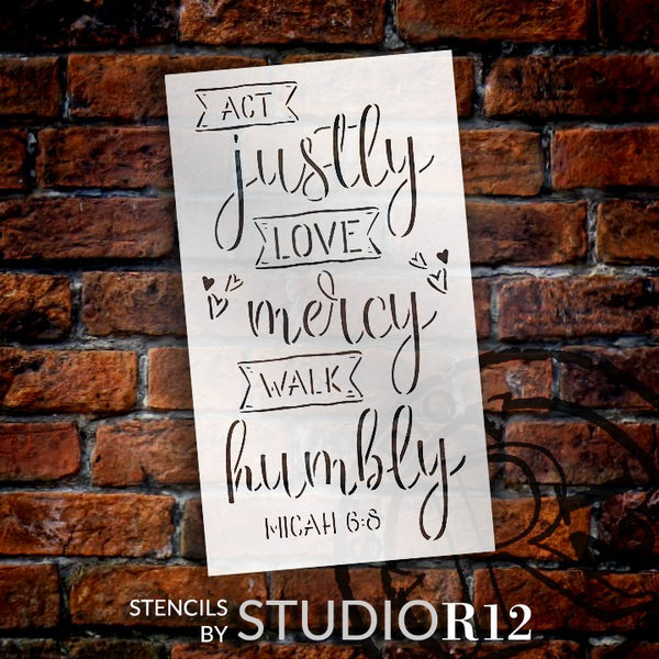 Act Justly Love Mercy Walk Humbly Stencil by StudioR12 | DIY Bible Faith Home Decor | Micah 6:8 | Paint Wood Signs | Select Size