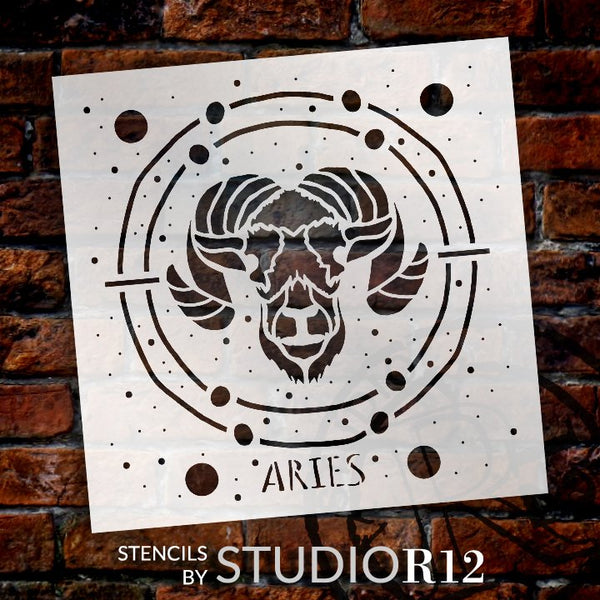Aries Astrological Stencil by StudioR12 | DIY Star Sign Zodiac Bedroom & Home Decor | Craft & Paint Celestial Wood Signs | Select Size | STCL5142