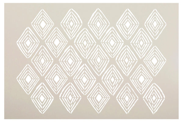 Hand Drawn Diamond Ikat Pattern Stencil by StudioR12 - Select Size - USA Made - DIY Boho Wall Decor | Reusable Mixed Media Template for Painting | STCL6786