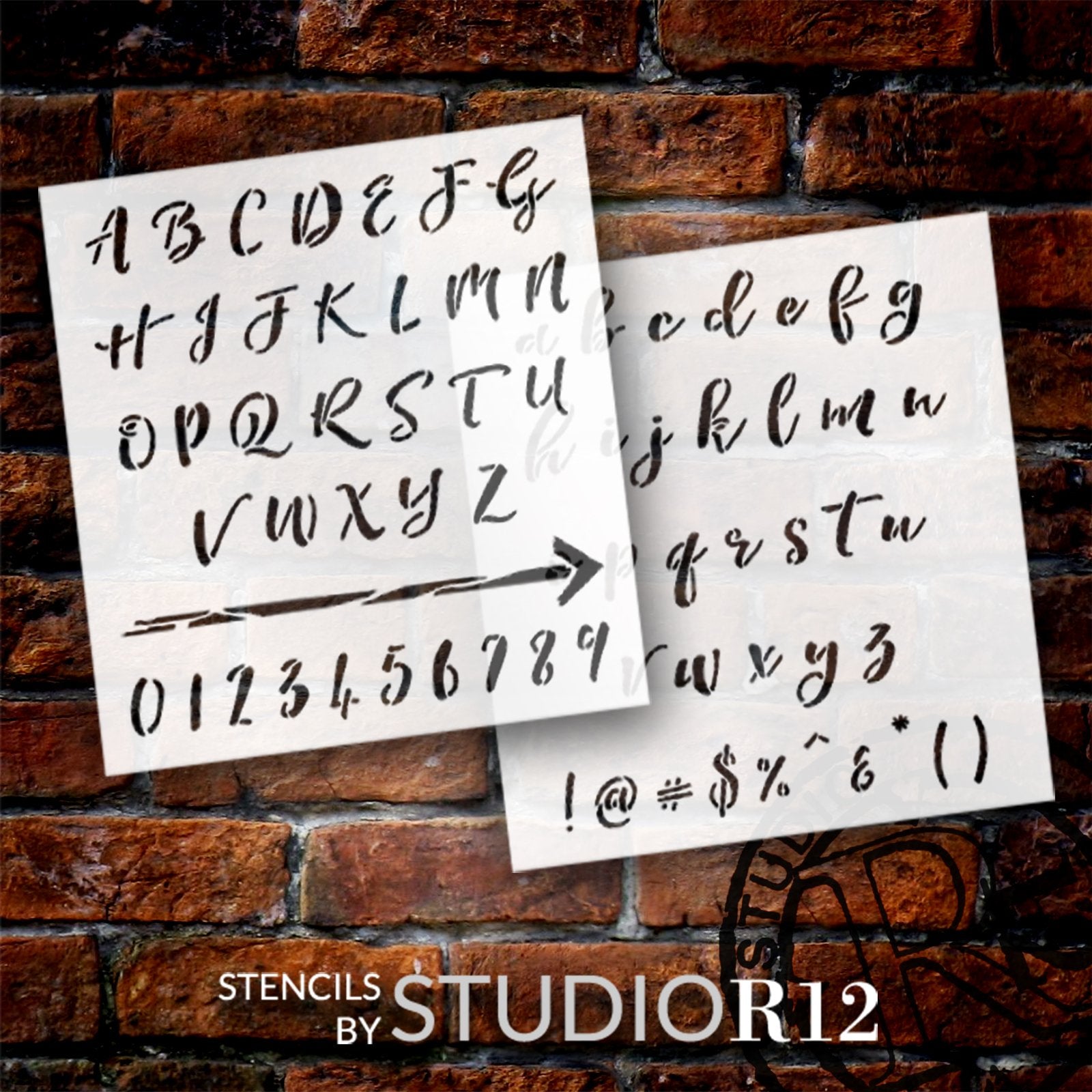 Retro Script Alphabet Stencils by StudioR12