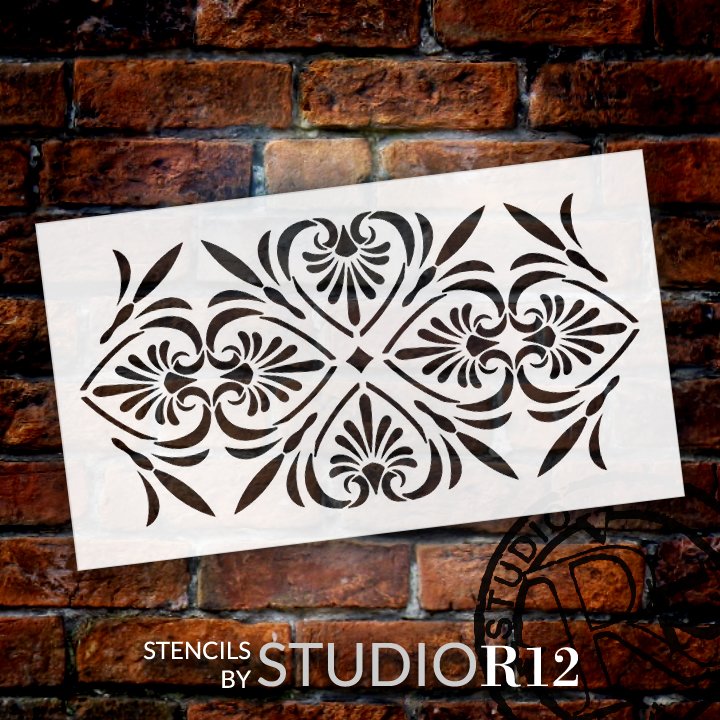 Palmette Quatrefoil Border Pattern Stencil By Studior12 