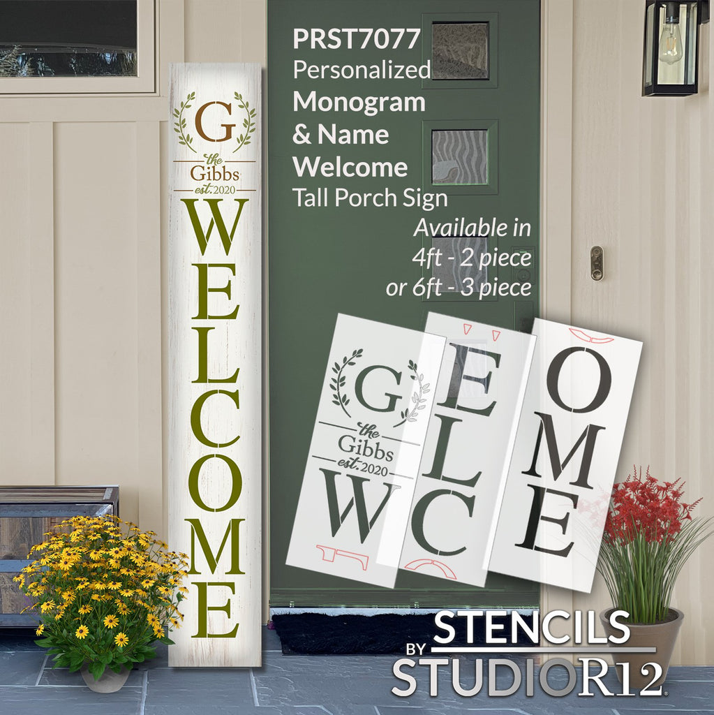 
                  
                custom,
  			
                Family,
  			
                family name,
  			
                Leaner,
  			
                monogram,
  			
                personalize,
  			
                personalized,
  			
                personalized stencil,
  			
                personalized stencils,
  			
                stencil,
  			
                Stencils,
  			
                Studio R12,
  			
                StudioR12,
  			
                Tall porch,
  			
                tall porch sign,
  			
                tall sign,
  			
                vertical,
  			
                Welcome,
  			
                Welcome Sign,
  			
                  
                  