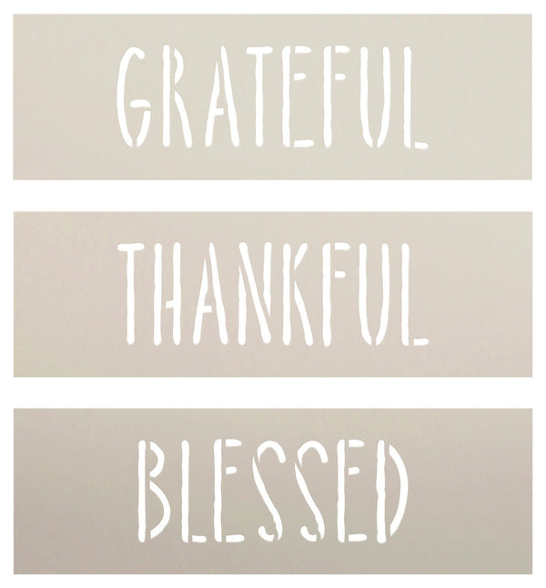 Grateful Thankful Blessed Stencils for Stacked Wood Blocks by StudioR12 - Select Size - USA Made - DIY Fall Mini Book Stack for Tiered Tray - STCL7101