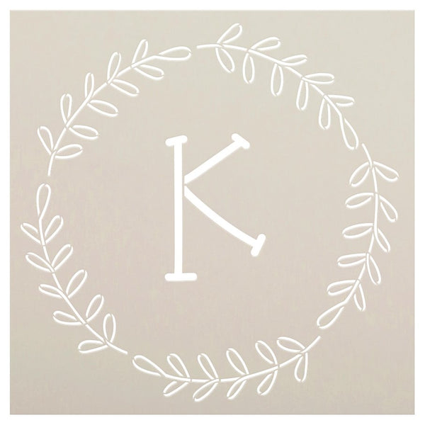 Simple Monogram Stencil with Wreath by StudioR12 | Letter Stencils for DIY Farmhouse Home Decor | Craft & Paint | Select Size & Letter | STCL5333