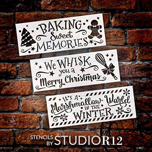 Christmas Kitchen 3-Piece Stencil Set by StudioR12 | DIY Holiday Bake Home Decor Gift | Craft & Paint Wood Sign | Select Size | CMBN488