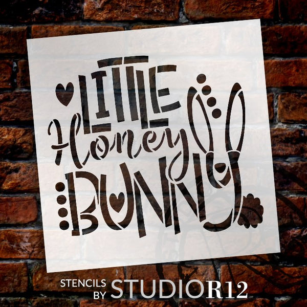 Little Honey Bunny Stencil by StudioR12 | DIY Farmhouse Spring Home Decor | Fun Easter Word Art | Craft & Paint Wood Sign | Select  | STCL5581