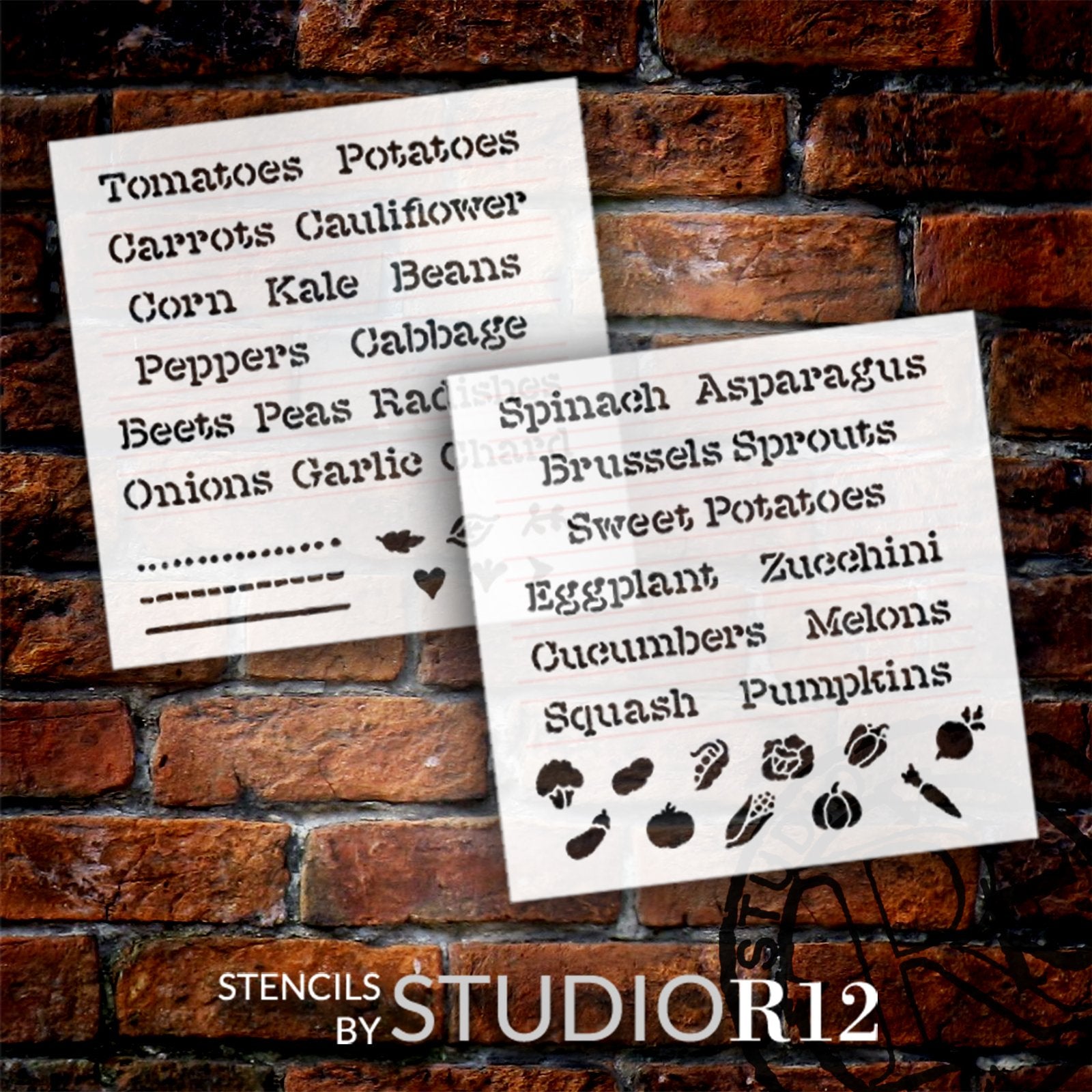 Vegetable Label Stencil StudioR12 DIY Garden Markers Select Size StudioR12 Stencils