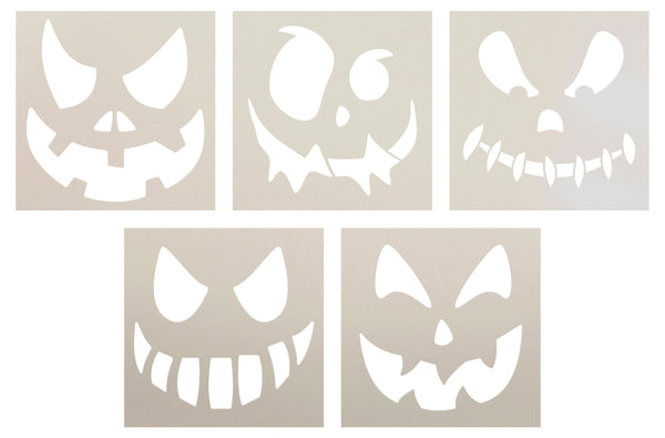 Scary Jack o Lantern Face 5-Piece Stencil Set by StudioR12 - USA Made - Select Size - Craft DIY Halloween Living Room Decor | Paint Fall Wood Sign | CMBN623