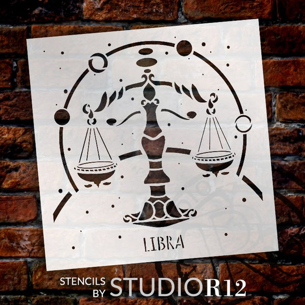 Libra Astrological Stencil by StudioR12 | DIY Star Sign Celestial Bedroom & Home Decor | Craft & Paint Zodiac Wood Signs | Select Size | STCL5148