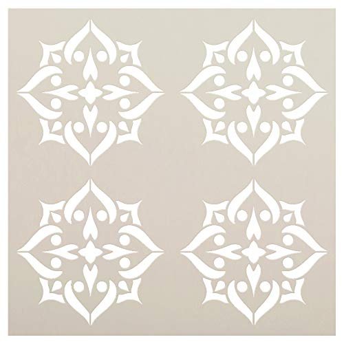 Mandala - Spades - 4 Tile Pattern Stencil by StudioR12 | Reusable Mylar Template | Use to Paint Wood Signs - Pallets - Pillows - Wall Art - Floor Tile - Select Size (18