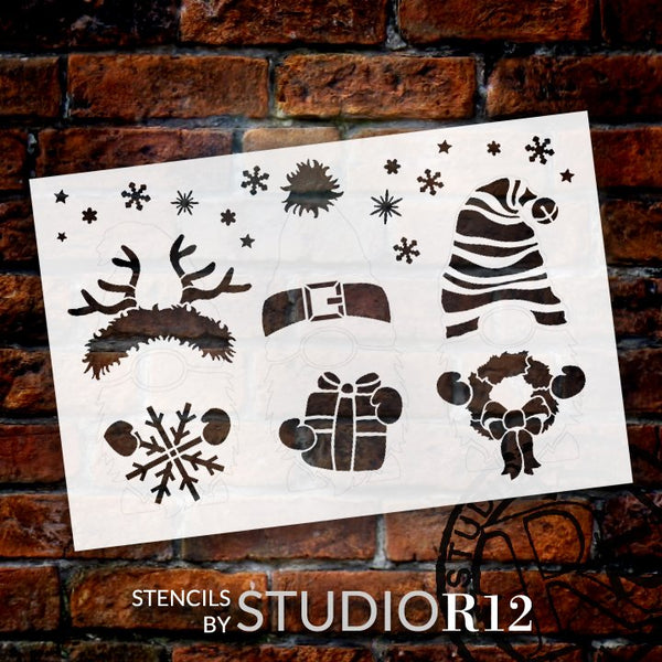 Christmas Gnome Embellishment Stencil by StudioR12 | DIY Winter Holiday Home Decor | Craft & Paint Wood Sign | Reusable Mylar Template | Select Size | STCL5706