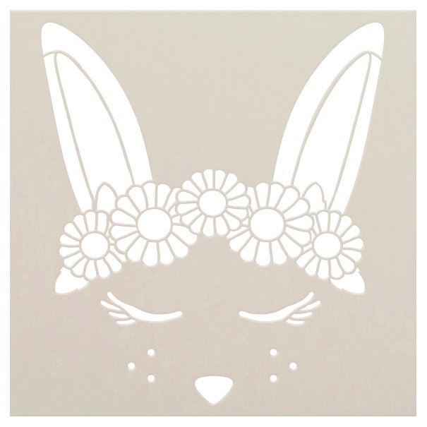 Bunny Spring Easter Stencil with Flower Crown by StudioR12