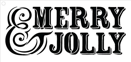 Merry & Jolly Stencil by StudioR12 | Elegant Christmas Word Art - Reusable Mylar Template | Painting, Chalk, Mixed Media | Use for Crafting, DIY Home Decor - STCL674 SELECT SIZE