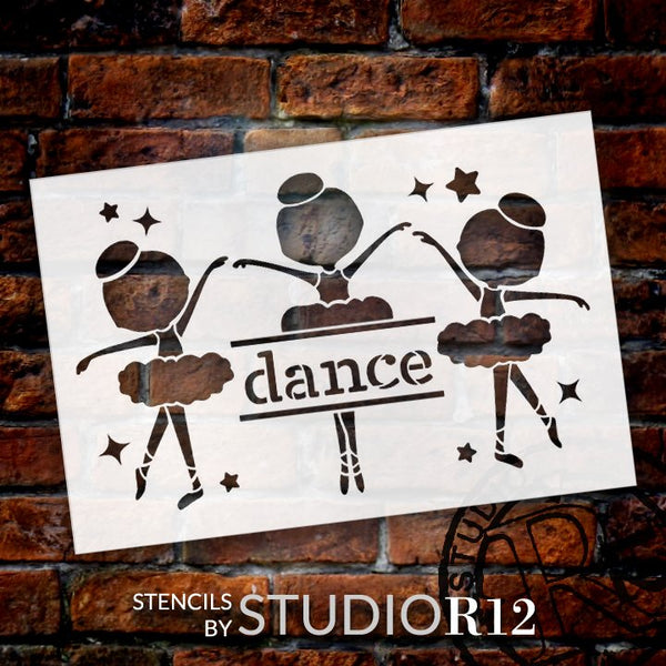 Dance Ballerina Silhouette Stencil by StudioR12 | DIY Little Girl Star Home Decor Gift | Craft & Paint Wood Sign Reusable Mylar Template | Select Size
