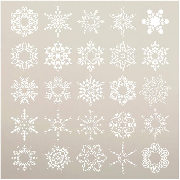 Assorted Snowflake Stencil by StudioR12 | DIY Christmas & Winter Home Decor | Craft & Paint Wood Sign | Reusable Mylar Template | 19 x 19 INCHES